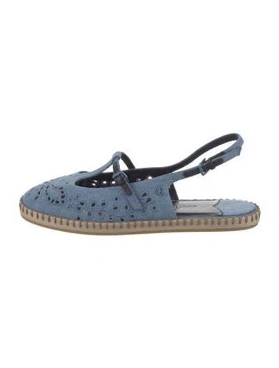 Pre-owned Jimmy Choo Denim Whipstitch Trim Slingback Flats In Blue