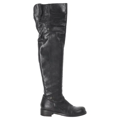 Jimmy Choo Deron Knee-high Boots In Black Leather In Animal Print