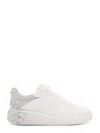 Jimmy Choo Low Top Leather Sneakers With Metallic Heel In White
