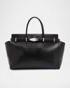 Jimmy Choo Black Leather Large Diamond Belted Shopping Bag In Blackant Silv