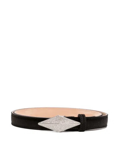 Jimmy Choo Diamond Clasp Belt In Black