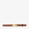 Jimmy Choo Diamond-clasp Belt In Braun/ecru/gold