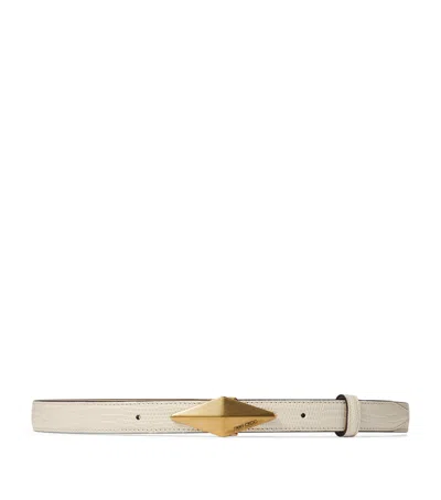 Jimmy Choo Diamond Clasp Belt In Bamboo/gold