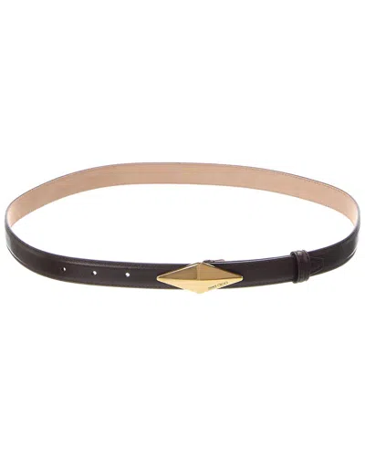 Jimmy Choo Diamond Clasp Leather Belt In Brown