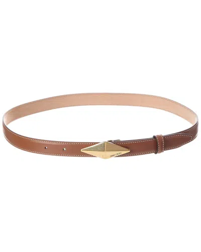 Jimmy Choo Diamond Clasp Leather Belt In Brown