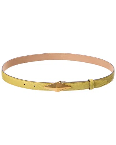 Jimmy Choo Diamond Clasp Lizard-embossed Leather Belt In Green