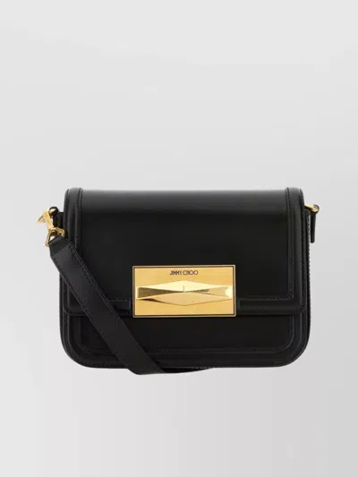 Jimmy Choo Diamond Detail Leather Crossbody Bag In Black