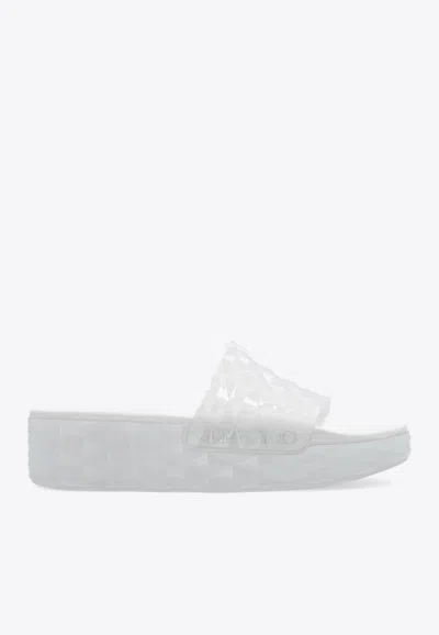 Jimmy Choo Transparent Diamond Slides In White