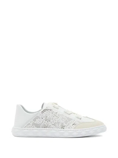 Jimmy Choo Diamond Light Flex Perforated Leather Sneakers In White