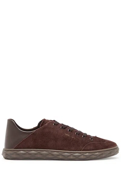 Jimmy Choo Diamond Flex M Lace-up Suede Sneakers In Brown
