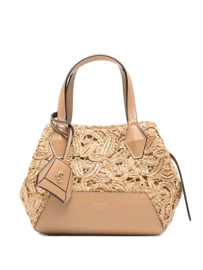 Jimmy Choo Diamond Floral Tote Bag In Neutral