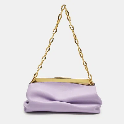 Pre-owned Jimmy Choo Diamond Frame Lilac Leather Chain Clutch In Purple