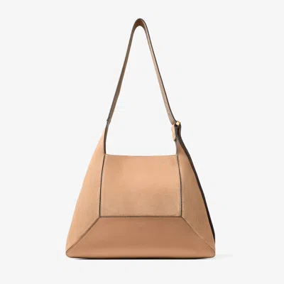 Jimmy Choo Diamond Suede Shoulder Bag In Nude