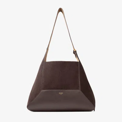 Jimmy Choo Diamond Hobo M In Coffee/gold
