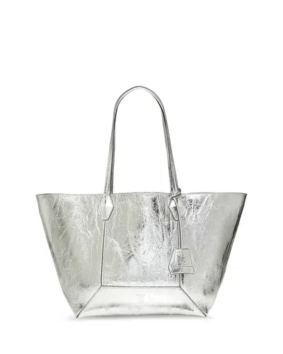 Jimmy Choo Diamond Hobo Metallic Leather Shoulder Bag In Silver/antique Silver