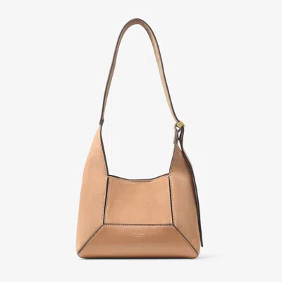 Jimmy Choo Small Leather Diamond Hobo Shoulder Bag In Toffee/gold