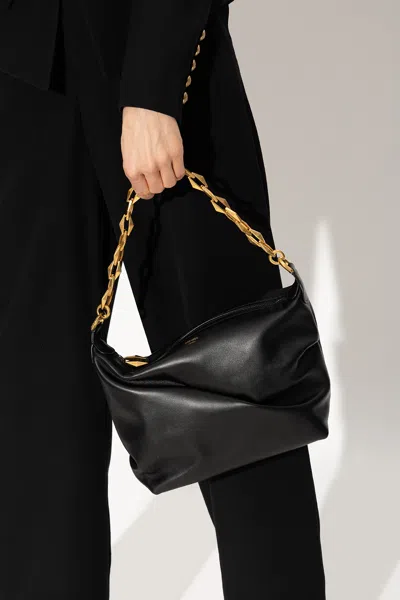 Jimmy Choo Diamond Zip-up Leather Shoulder Bag In Black
