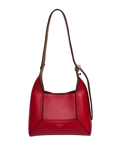 JIMMY CHOO DIAMOND HOBO/S SHOULDER BAG IN RED LEATHER
