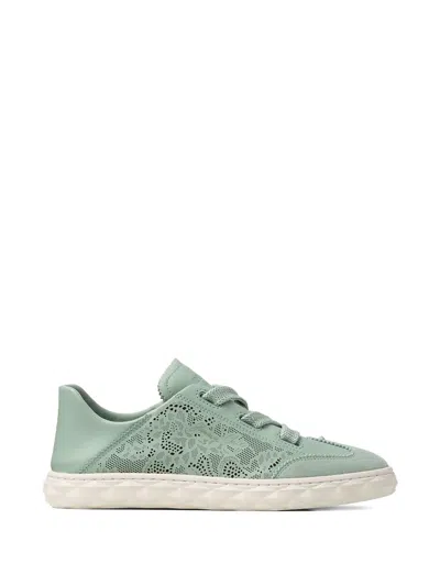 Jimmy Choo Diamond Light Flex Leather Sneakers In Green