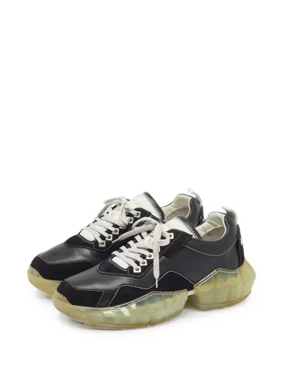 Pre-owned Jimmy Choo Diamond Lace-up Sneakers In Black