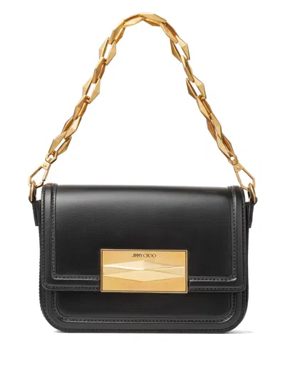 Jimmy Choo Diamond Leather Crossbody Bag In Black/gold