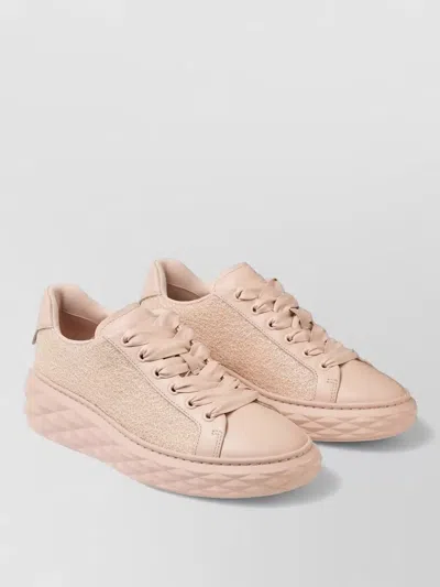 Jimmy Choo Diamond Leather Sneakers Low Top Design In Neutral