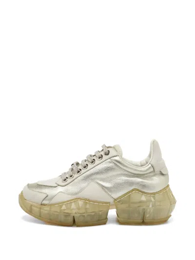 Pre-owned Jimmy Choo Diamond Leather Sneakers In Silver
