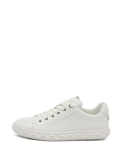 Pre-owned Jimmy Choo Diamond Leather Sneakers In White