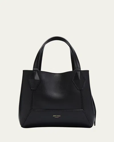 Jimmy Choo Small Diamond Leather Tote Bag In Black