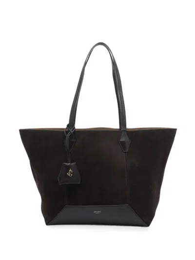 Jimmy Choo Diamond Leather-trimmed Tote Bag In Black