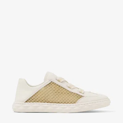 Jimmy Choo Gold And Latte Leather Mix And Metallic Woven Mesh Trainers In Neutral