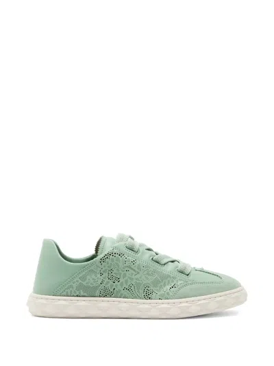 Jimmy Choo Diamond Light Flex Perforated Leather Sneakers In Green