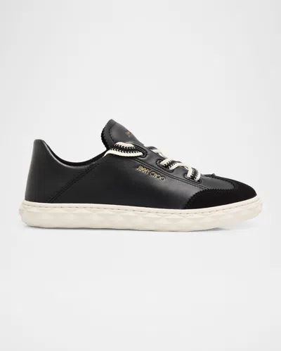 Jimmy Choo Diamond Light Flex Mixed Leather Low-top Sneakers In Black