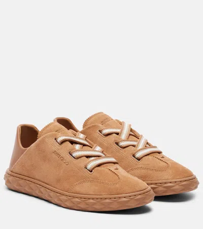 Jimmy Choo Diamond Light Flex Suede Sneakers In Brown