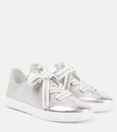 Jimmy Choo Diamond Light Flex/f Leather-trimmed Sneakers In Silver
