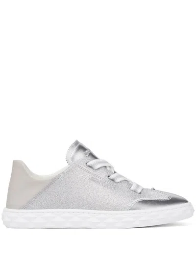 Jimmy Choo Diamond Light Leather Sneakers In Grey