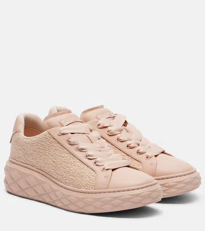 Jimmy Choo Diamond Light Maxi Glitter Leather Sneakers In Neutral