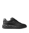 Jimmy Choo Diamond Light Maxi/f Knit & Leather Sneaker In Black