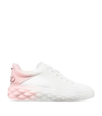 Jimmy Choo Diamond Light Maxi Leather Sneakers In White