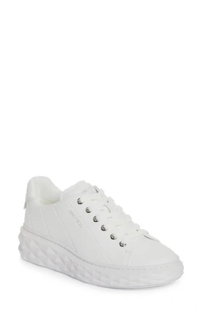 Jimmy Choo Womens V White Diamond Light Maxi Branded Leather Low-top Trainers