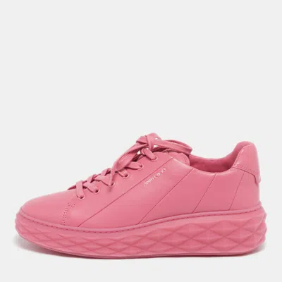 Pre-owned Jimmy Choo Diamond Light Maxi Size 42 Pink Leather Low Top Sneakers