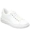 Jimmy Choo Diamond Light Maxi/f Leather Sneaker In White