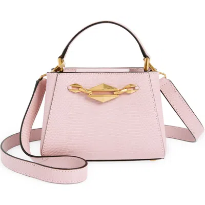 Jimmy Choo Diamond Link Lizard Embossed Leather Top Handle Bag In Rose