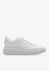 Jimmy Choo Womens V White Diamond Light Maxi Branded Leather Low-top Trainers In White