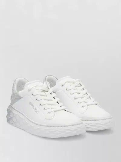 Jimmy Choo Diamond Maxi F Ii Lace Up Sneakers In White