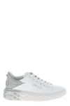Jimmy Choo Low Top Leather Sneakers With Metallic Heel In Silver