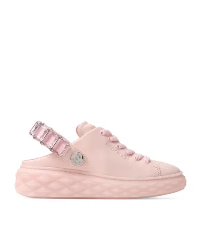 Jimmy Choo Diamond Maxi Leather Slingback Sneakers In V Powder Pink/powder Pink