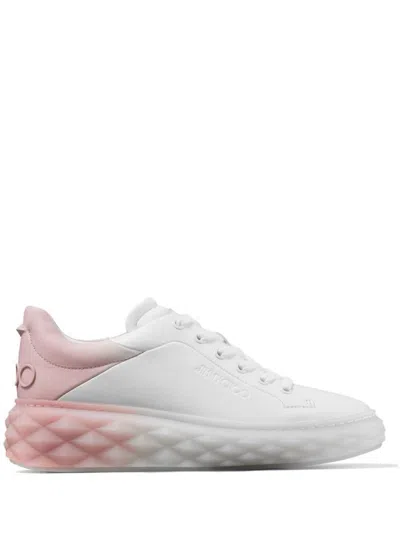 Jimmy Choo "diamond Maxi" Leather Sneakers In White