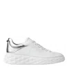 Jimmy Choo Womens  Diamond Maxi Brand-embossed Leather Low-top Trainers In White/silver Tone