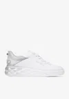 Jimmy Choo Low Top Leather Sneakers With Metallic Heel In White